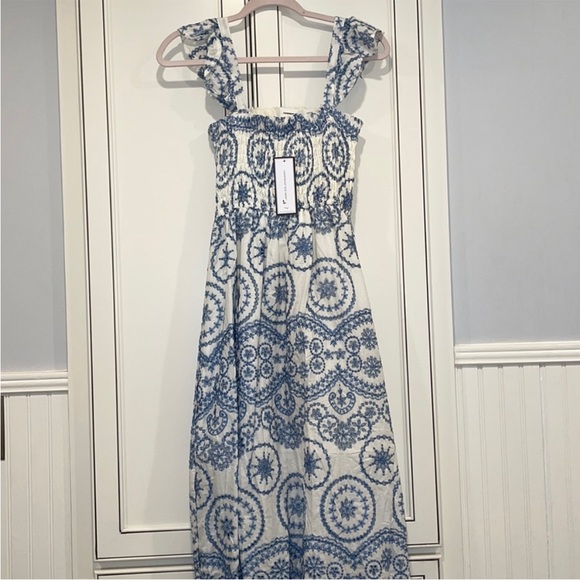 Goodnight Macaroon Dresses & Skirts - Goodnight Macaroon Blue & White Printed Maxi Dress